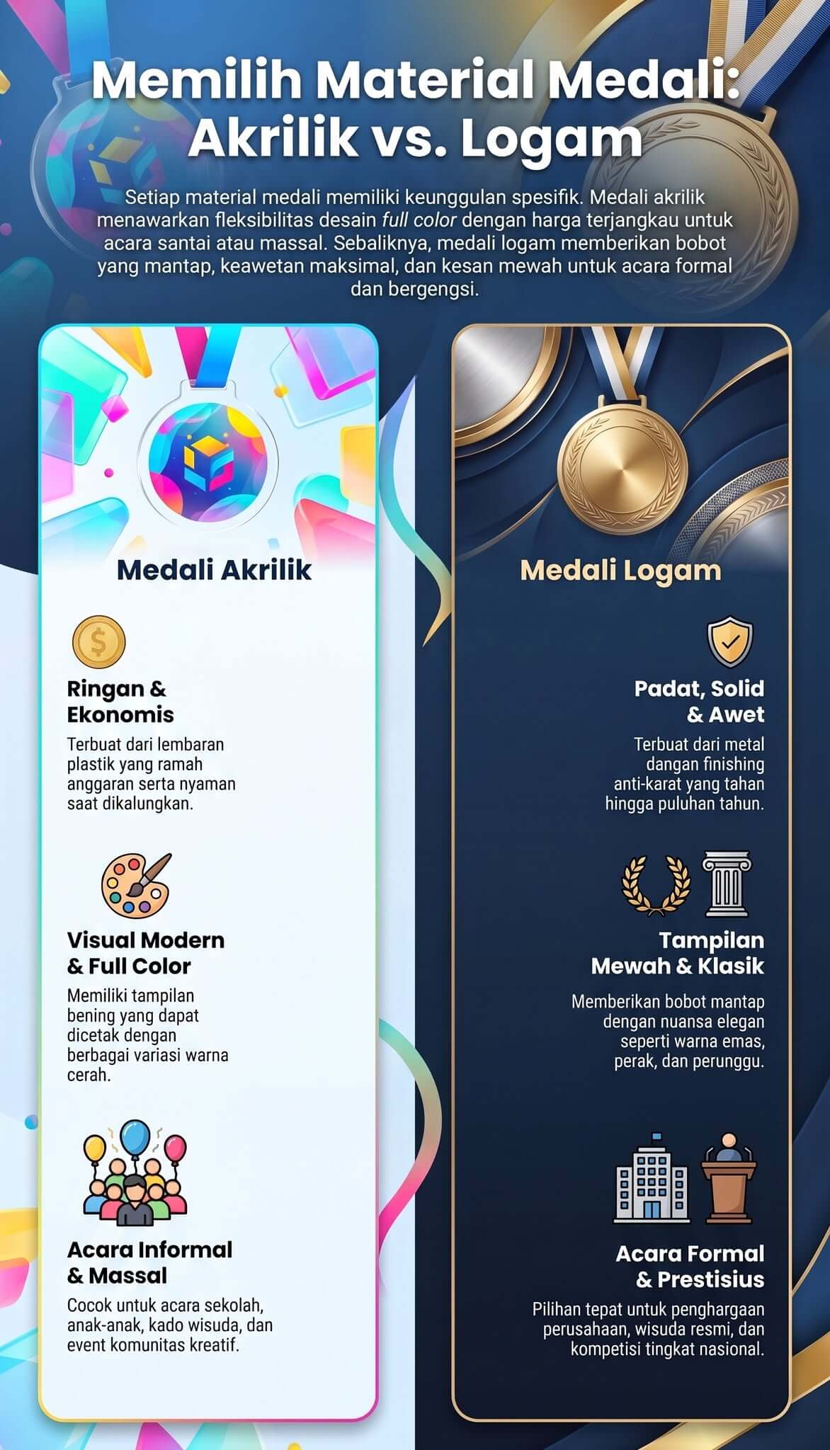 Perbedaan Medali Akrilik dan Logam